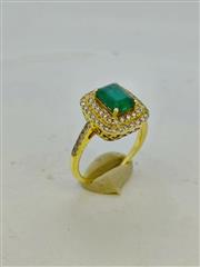 Emerald Lady's Stone & Diamond Ring 65 Diamonds 3.25 Carat T.W. 14K Yellow Gold
